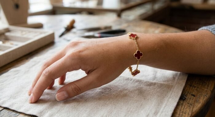 Ruby Red Vine Gold Bracelet