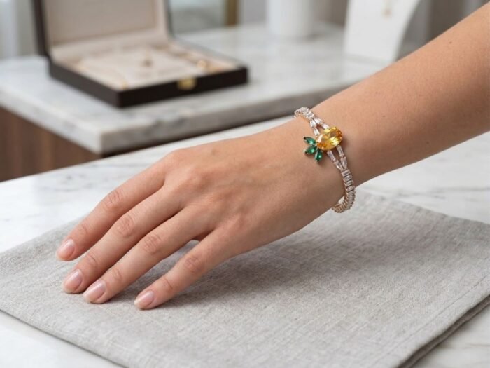 Golden Pineapple Crystal Tennis Bracelet